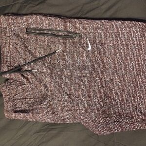 Nike Marled Burgundy and Black Athletic Hoodie with Zip Pocket